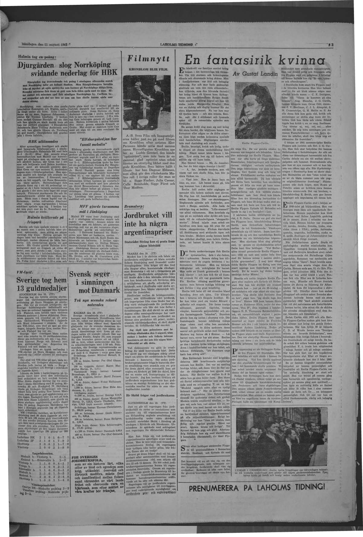 Laholms Tidning Måndag 11 augusti 1947, sida 5