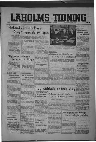 Förstasidan, Fredag 11 juli 1947