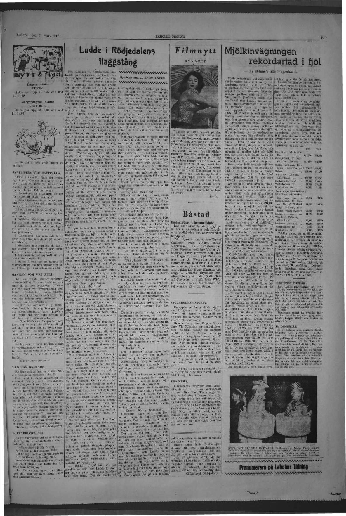 Laholms Tidning Tisdag 11 mars 1947, sida 7