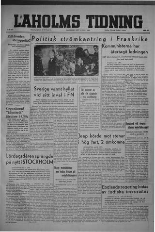 Förstasidan, Måndag 11 november 1946