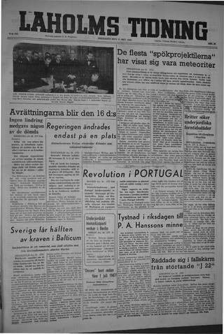 Förstasidan, Fredag 11 oktober 1946