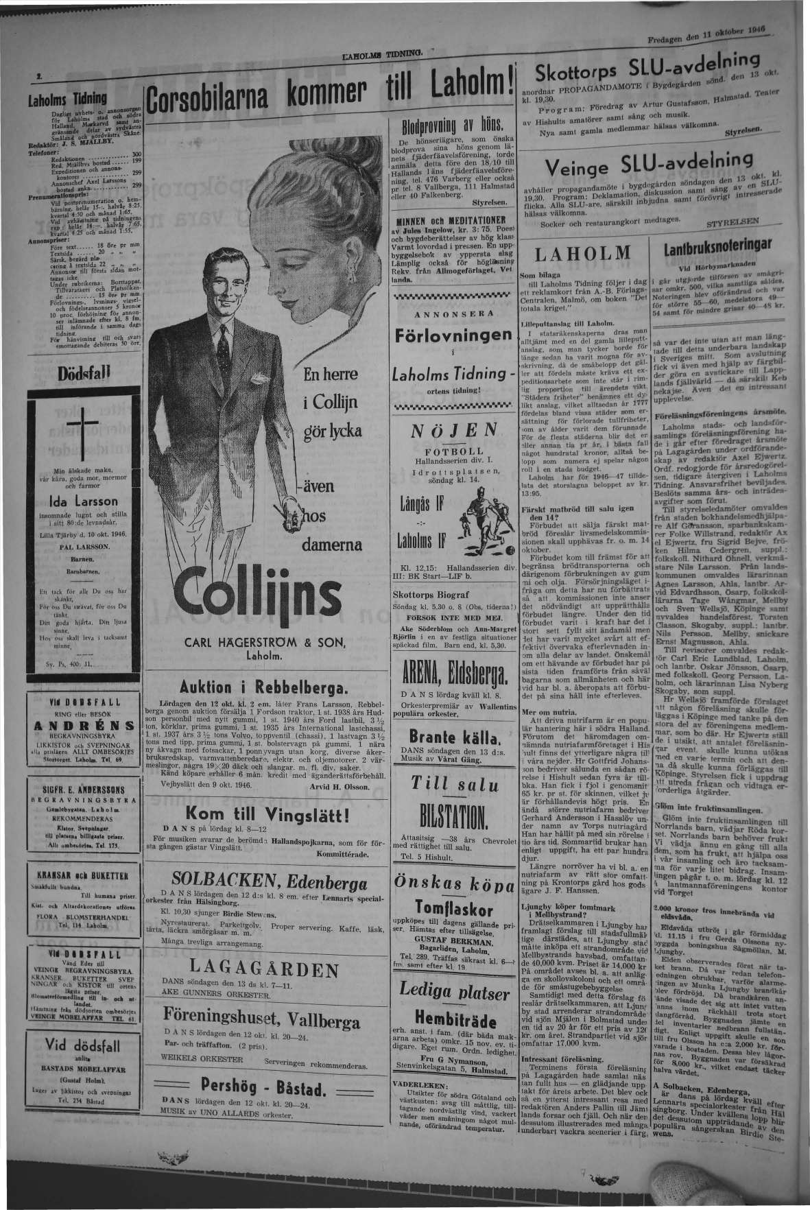 Laholms Tidning Fredag 11 oktober 1946, sida 2