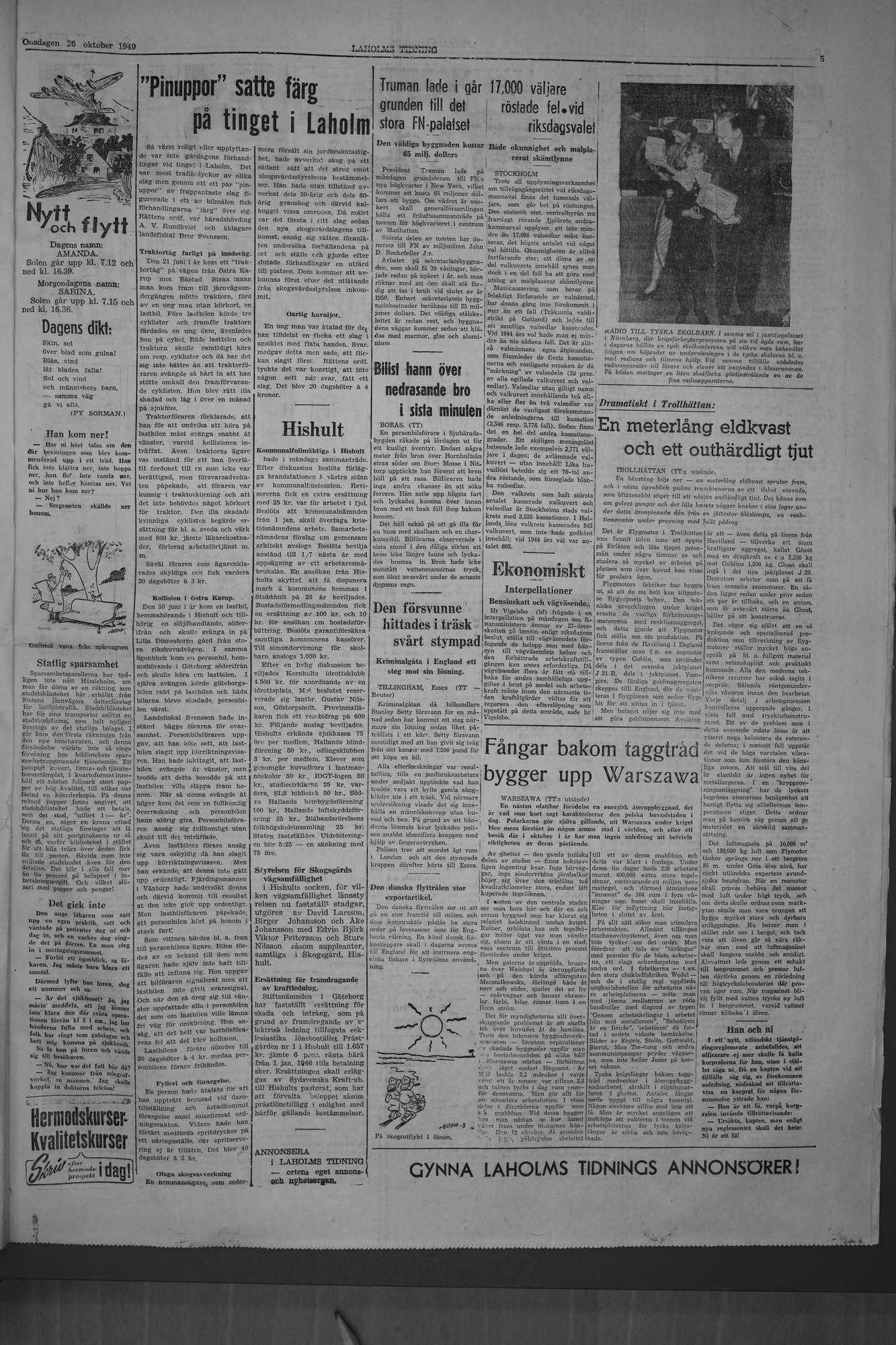 Laholms Tidning Onsdag 26 oktober 1949, sida 5