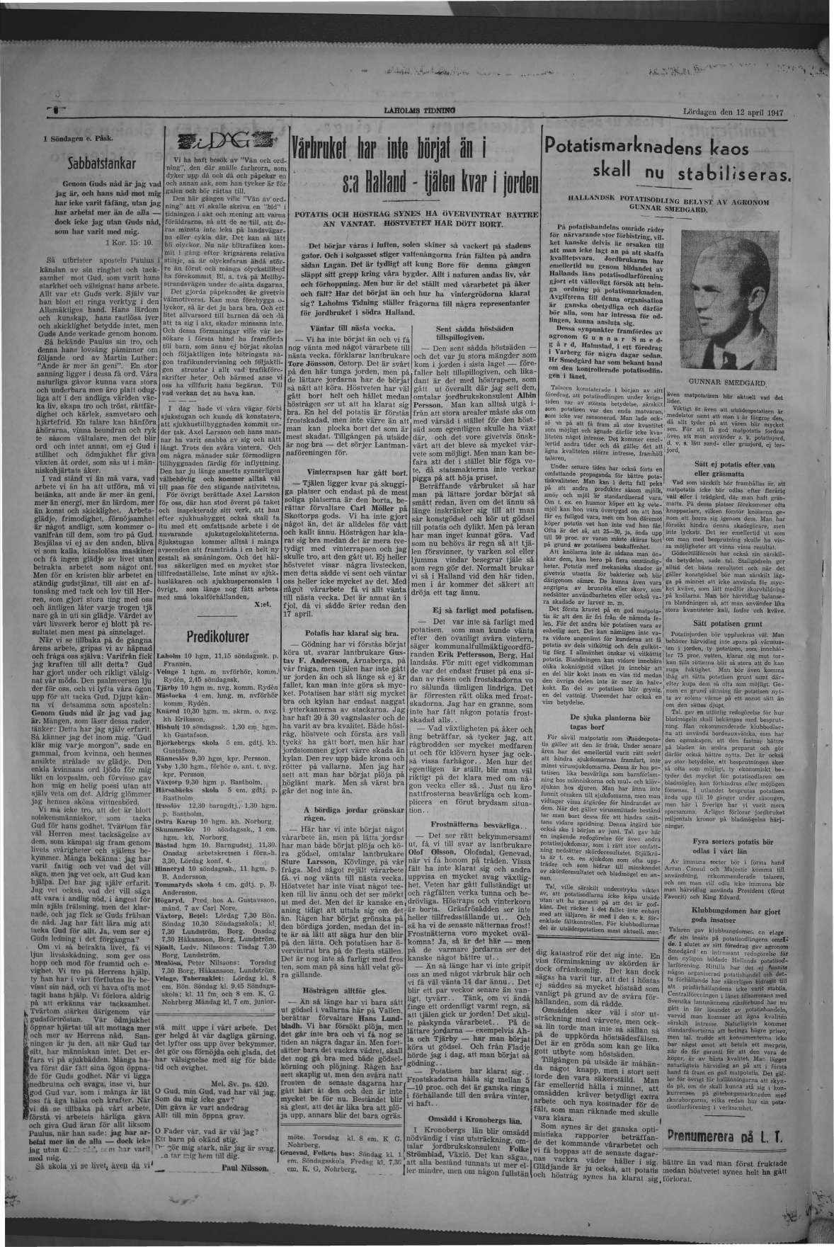 Laholms Tidning Lördag 12 april 1947, sida 6