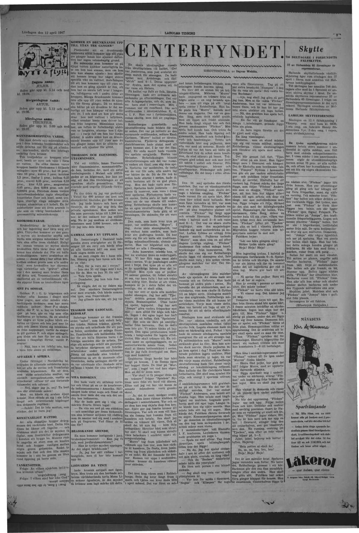 Laholms Tidning Lördag 12 april 1947, sida 7