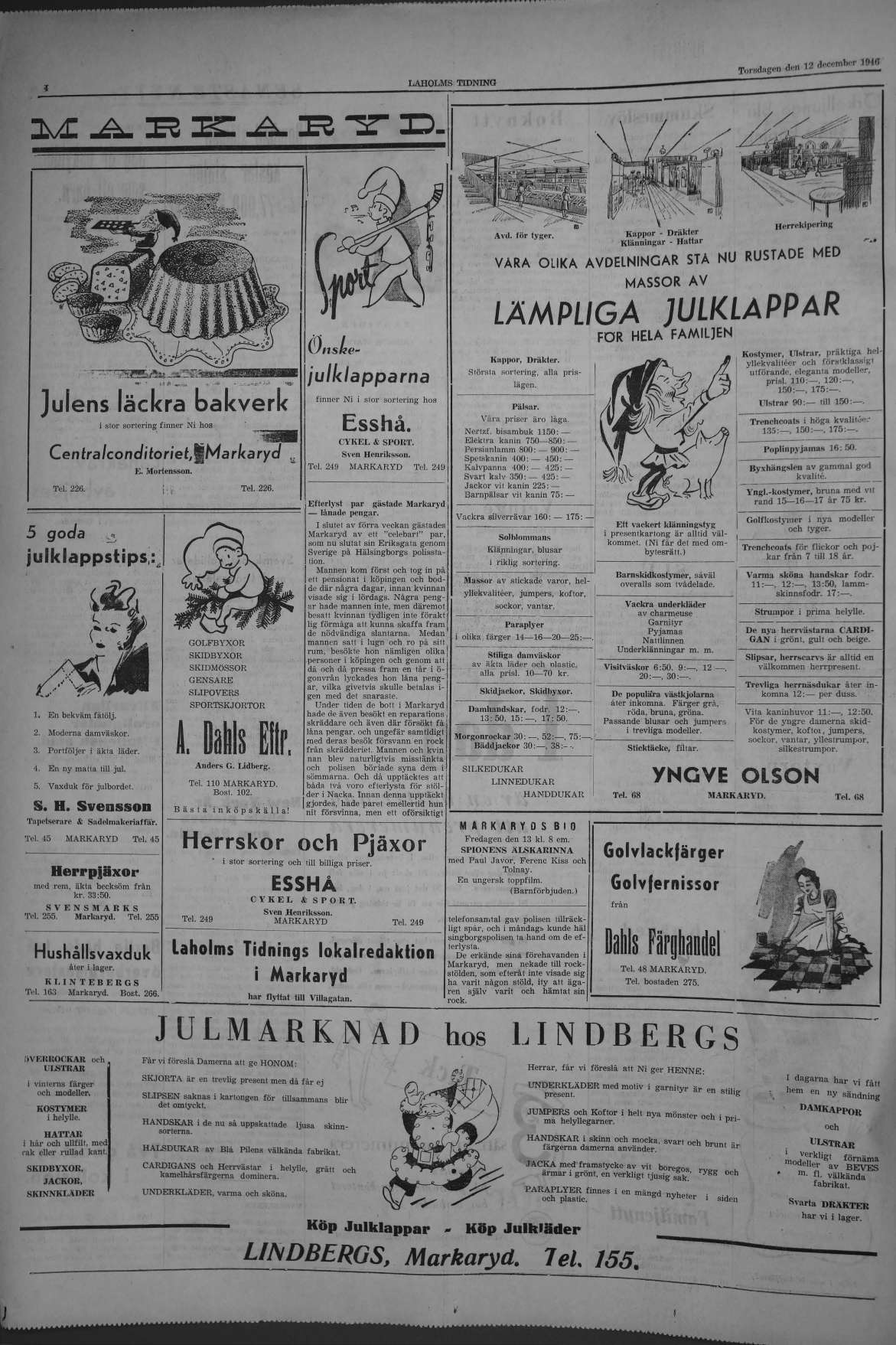 Laholms Tidning Torsdag 12 december 1946, sida 4