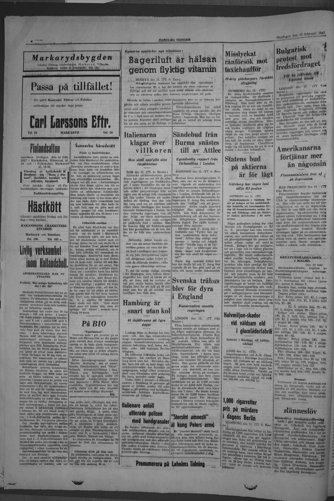Laholms Tidning Onsdag 12 februari 1947, sida 4