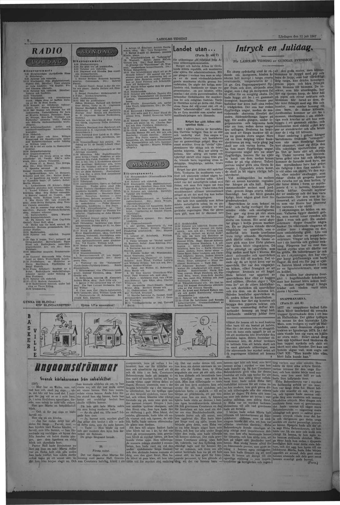 Laholms Tidning Lördag 12 juli 1947, sida 8