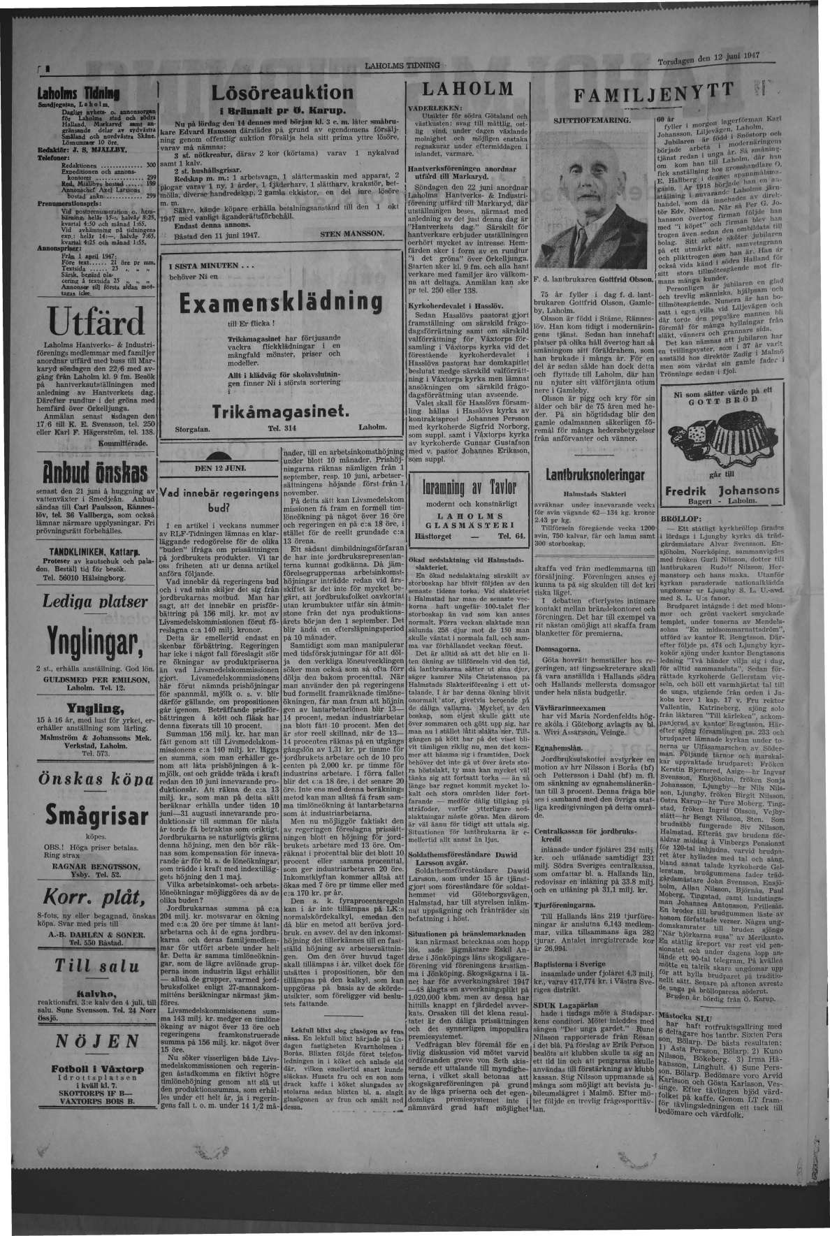 Laholms Tidning Torsdag 12 juni 1947, sida 2