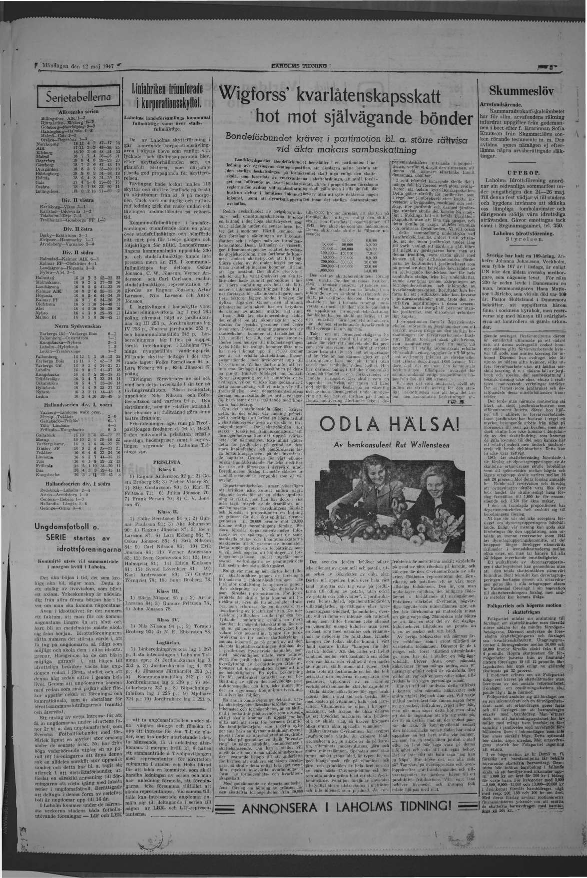 Laholms Tidning Måndag 12 maj 1947, sida 5