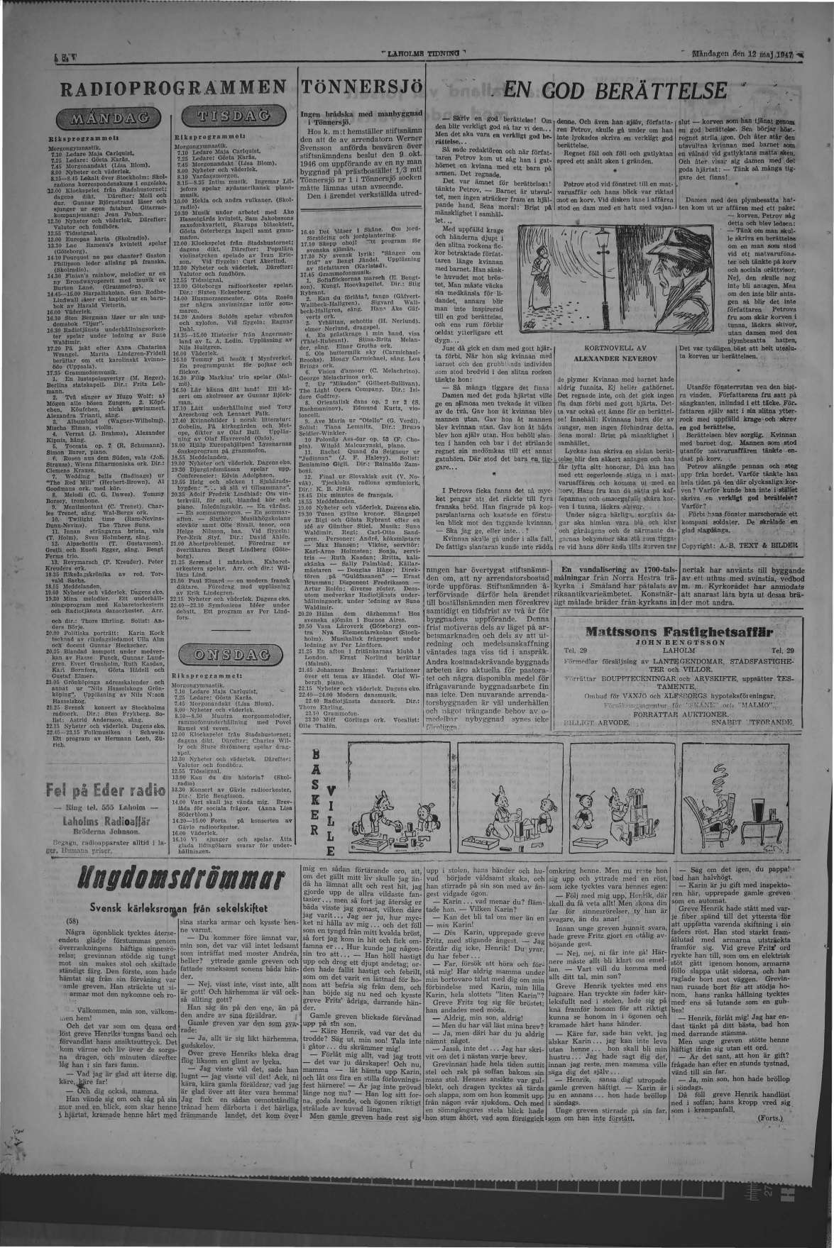 Laholms Tidning Måndag 12 maj 1947, sida 8