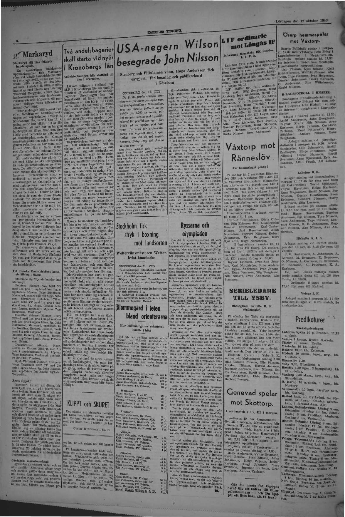 Laholms Tidning Lördag 12 oktober 1946, sida 4