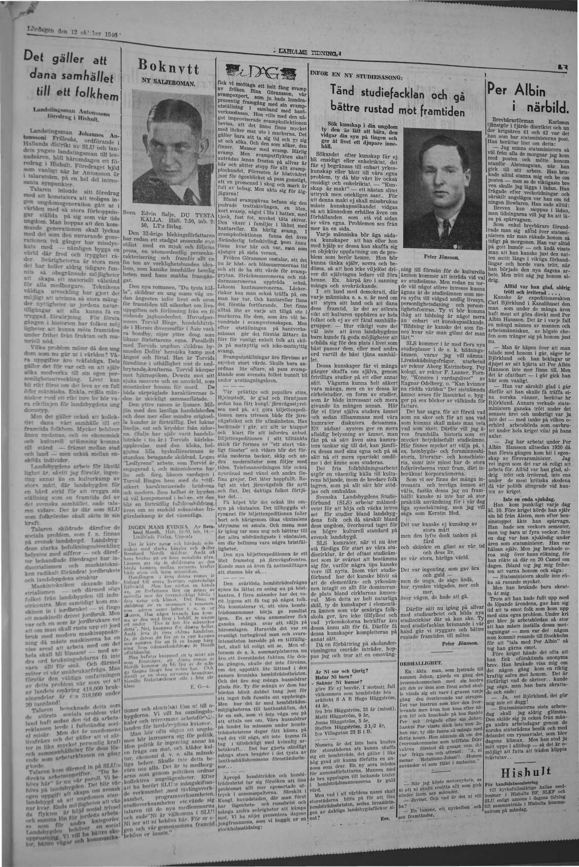 Laholms Tidning Lördag 12 oktober 1946, sida 5