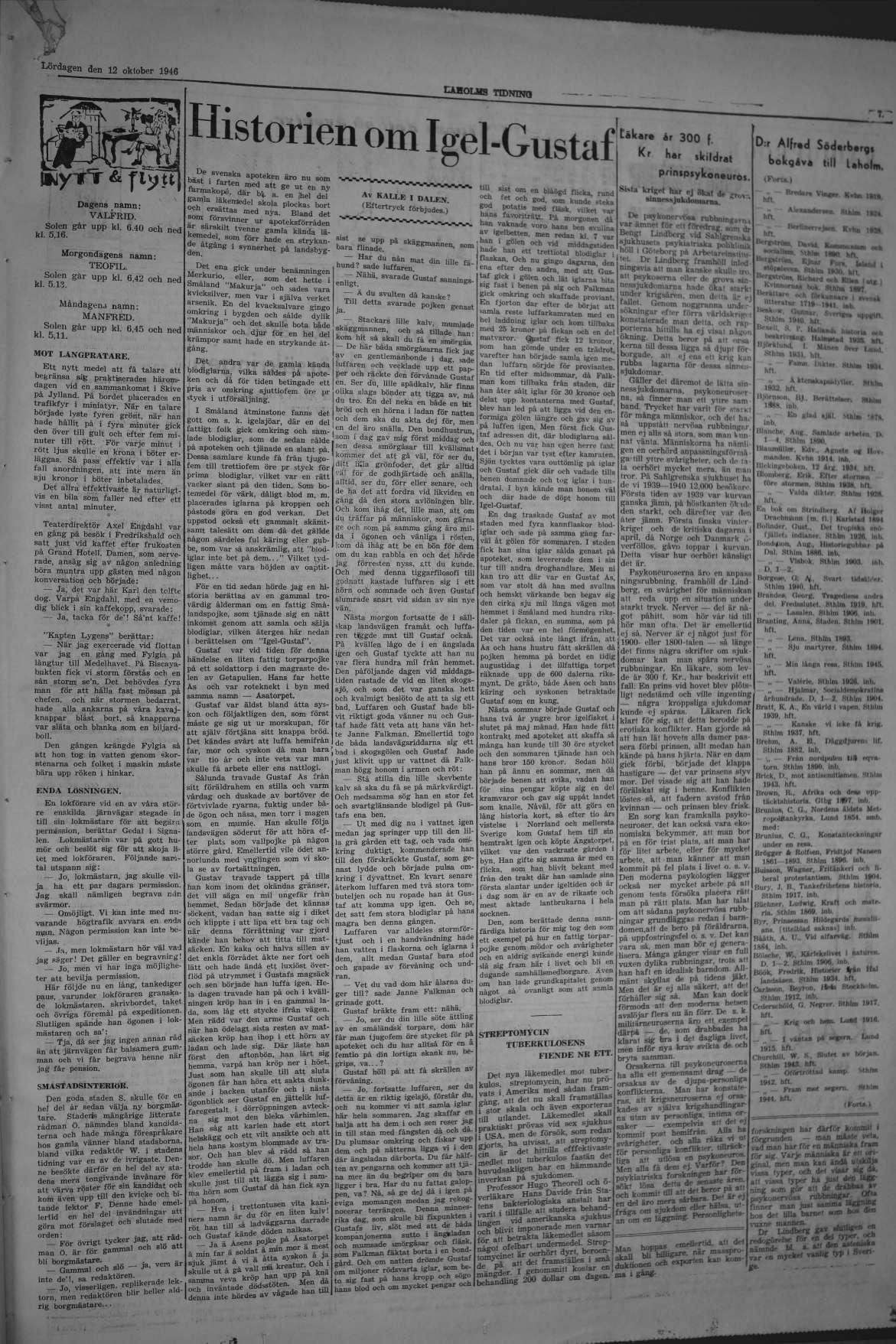 Laholms Tidning Lördag 12 oktober 1946, sida 7