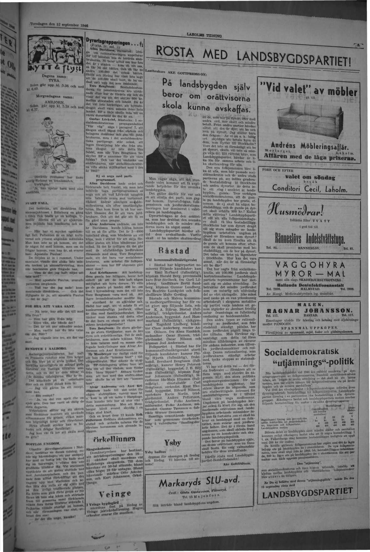Laholms Tidning Torsdag 12 september 1946, sida 5