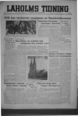 Förstasidan, Fredag 12 september 1947