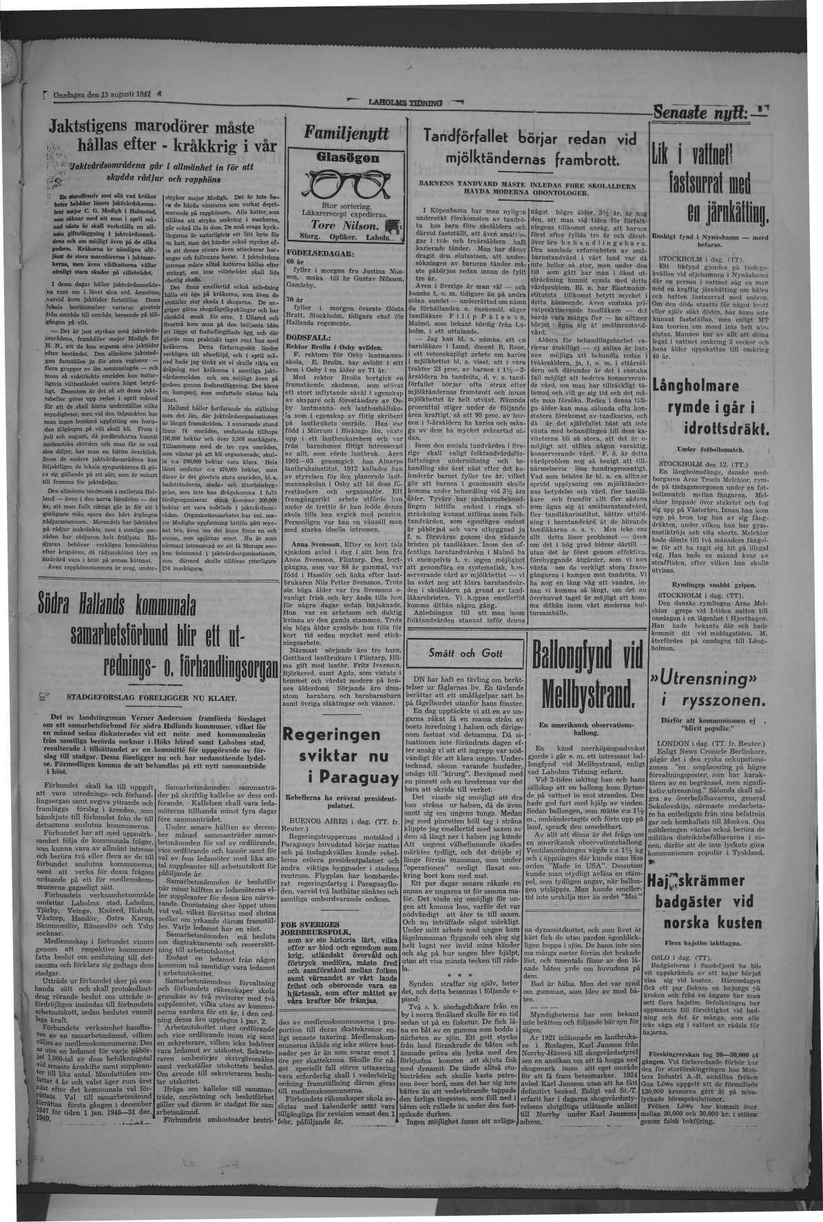 Laholms Tidning Onsdag 13 augusti 1947, sida 3