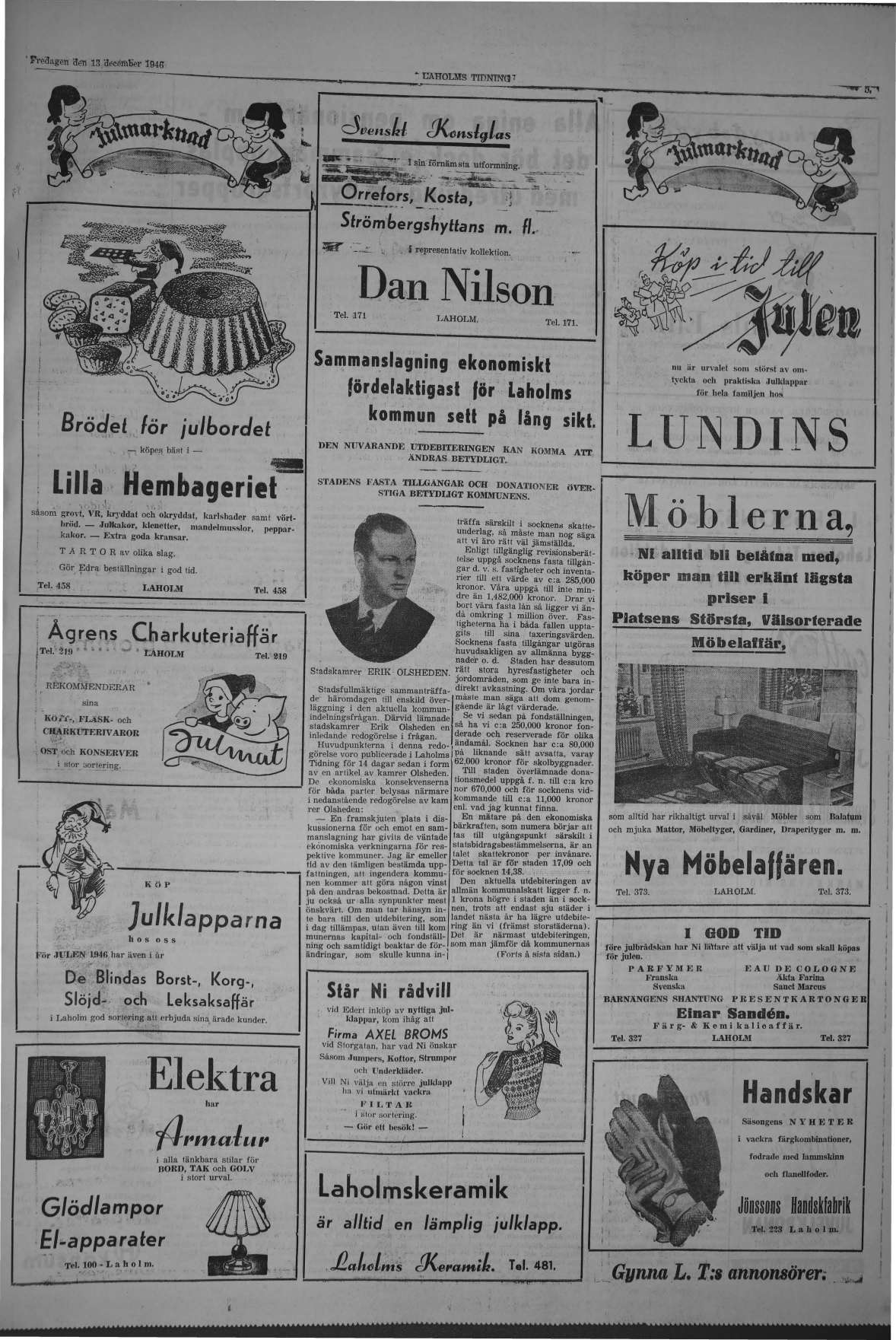 Laholms Tidning Fredag 13 december 1946, sida 5