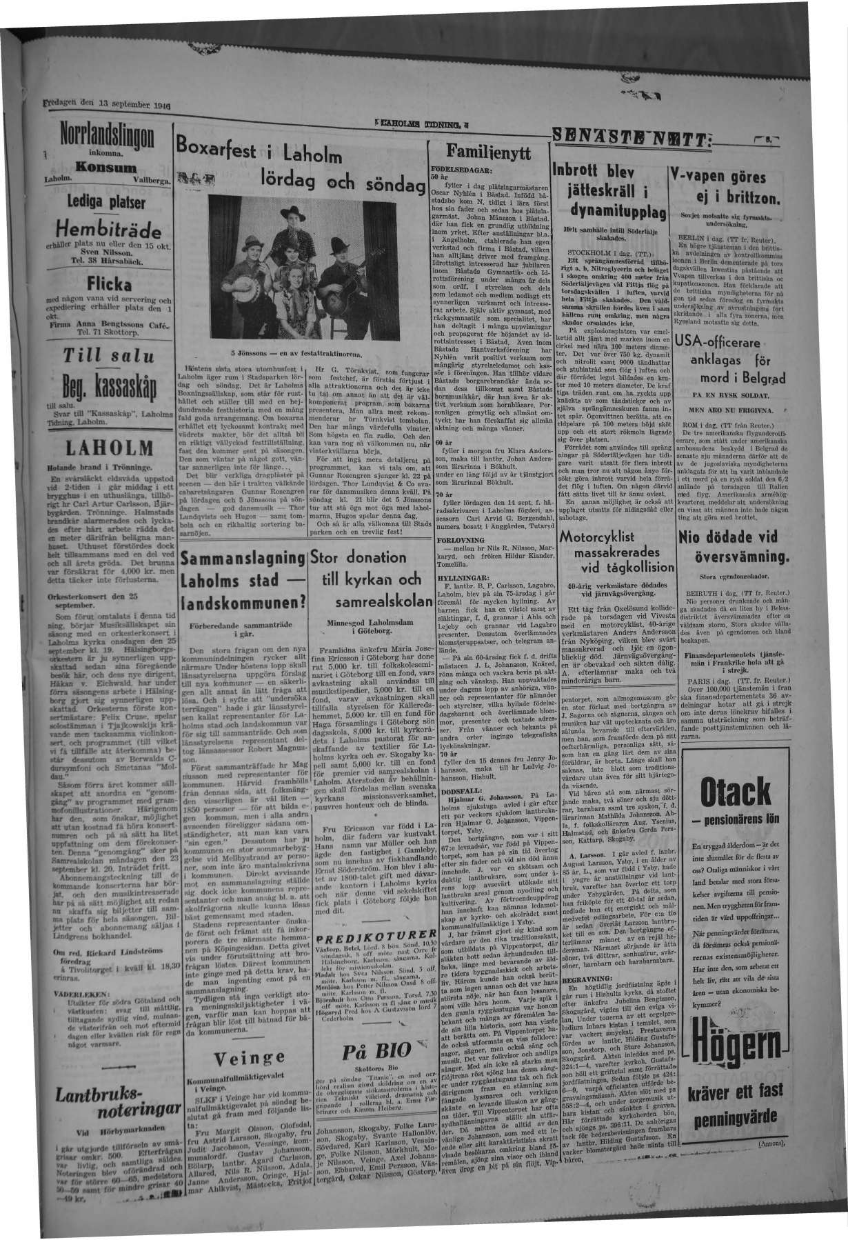 Laholms Tidning Fredag 13 september 1946, sida 3