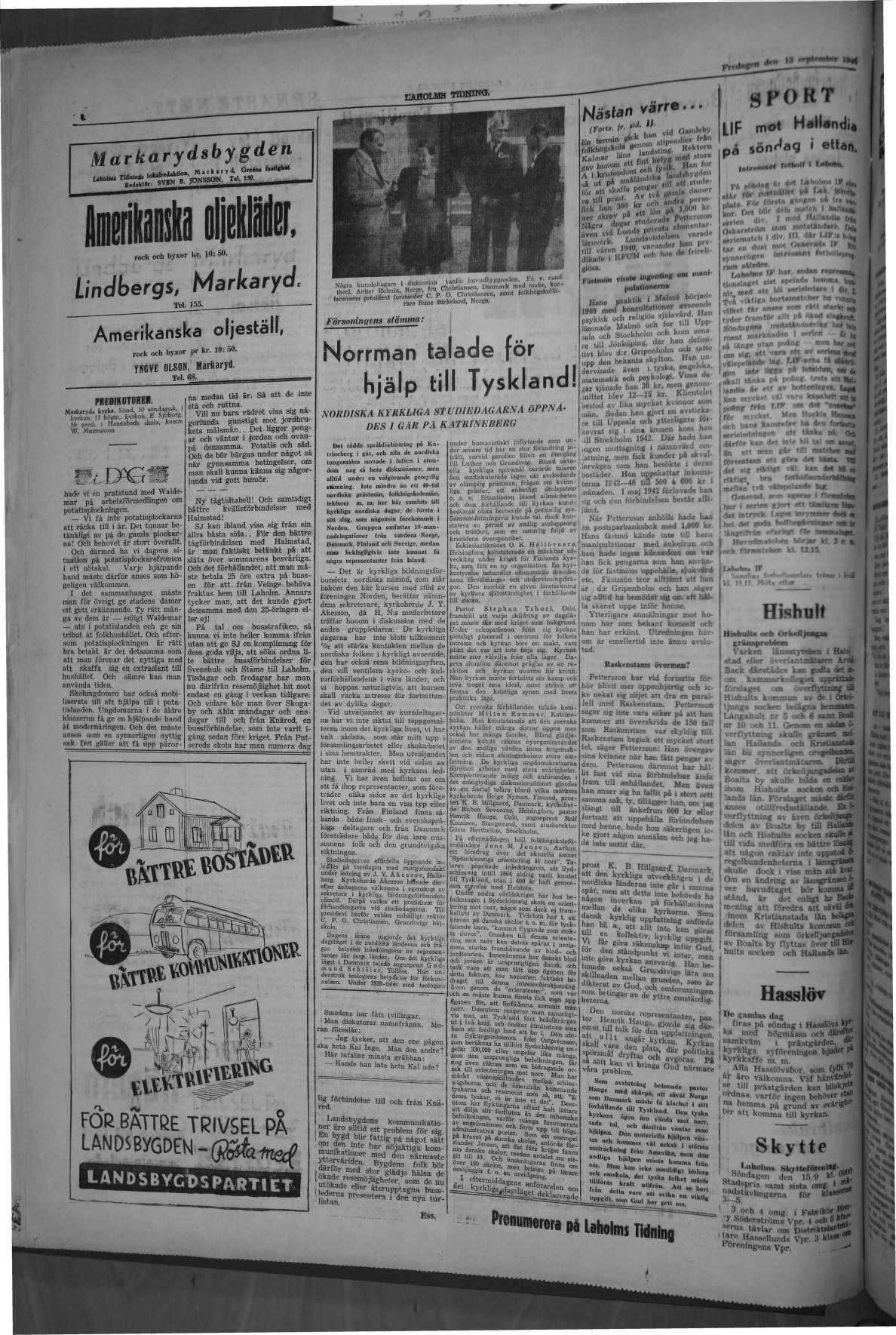 Laholms Tidning Fredag 13 september 1946, sida 4