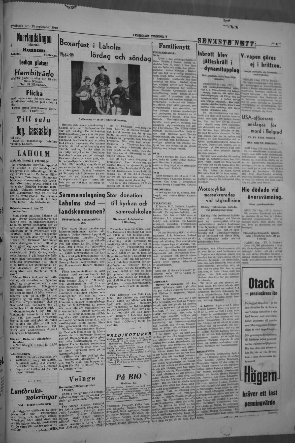 Laholms Tidning Fredag 13 september 1946, sida 5