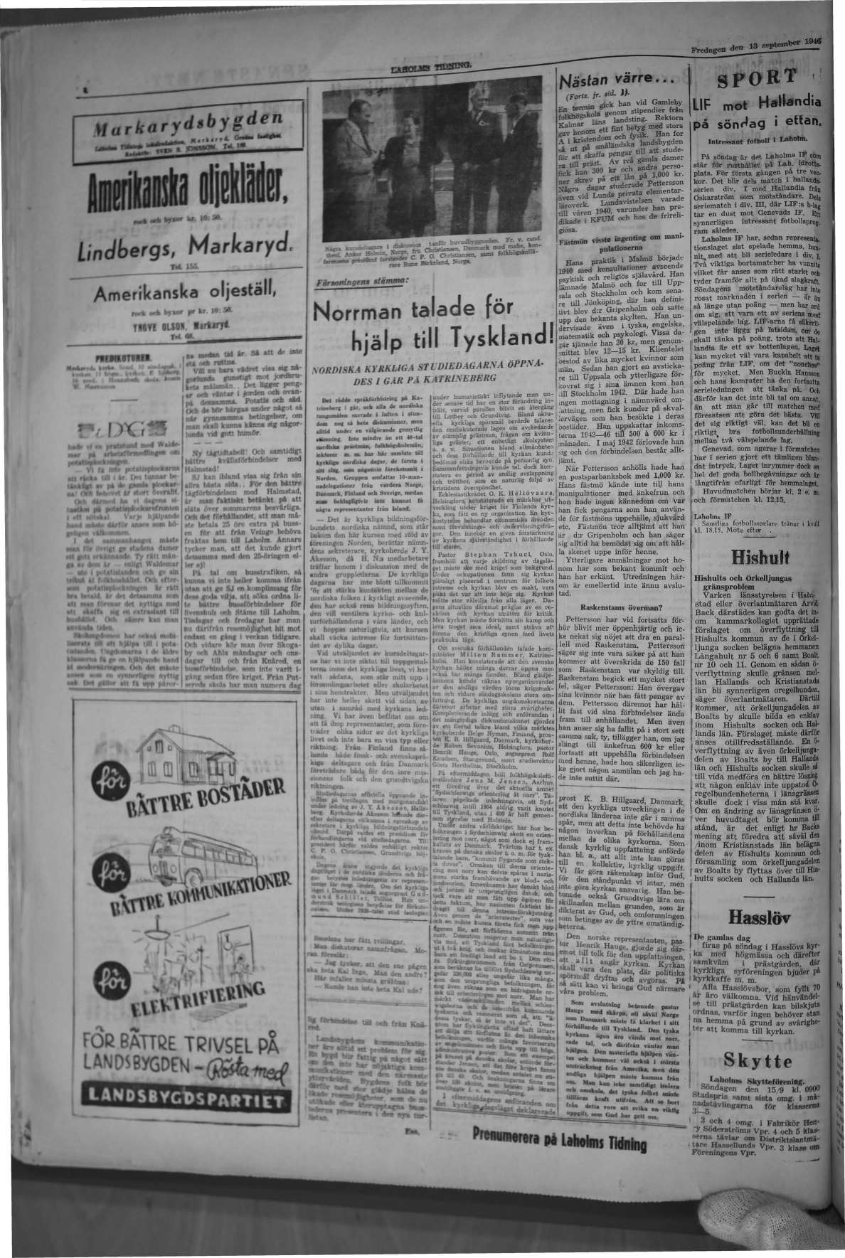 Laholms Tidning Fredag 13 september 1946, sida 6