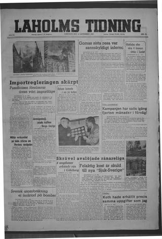 Förstasidan, Lördag 13 september 1947
