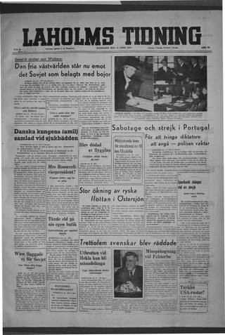 Förstasidan, Måndag 14 april 1947