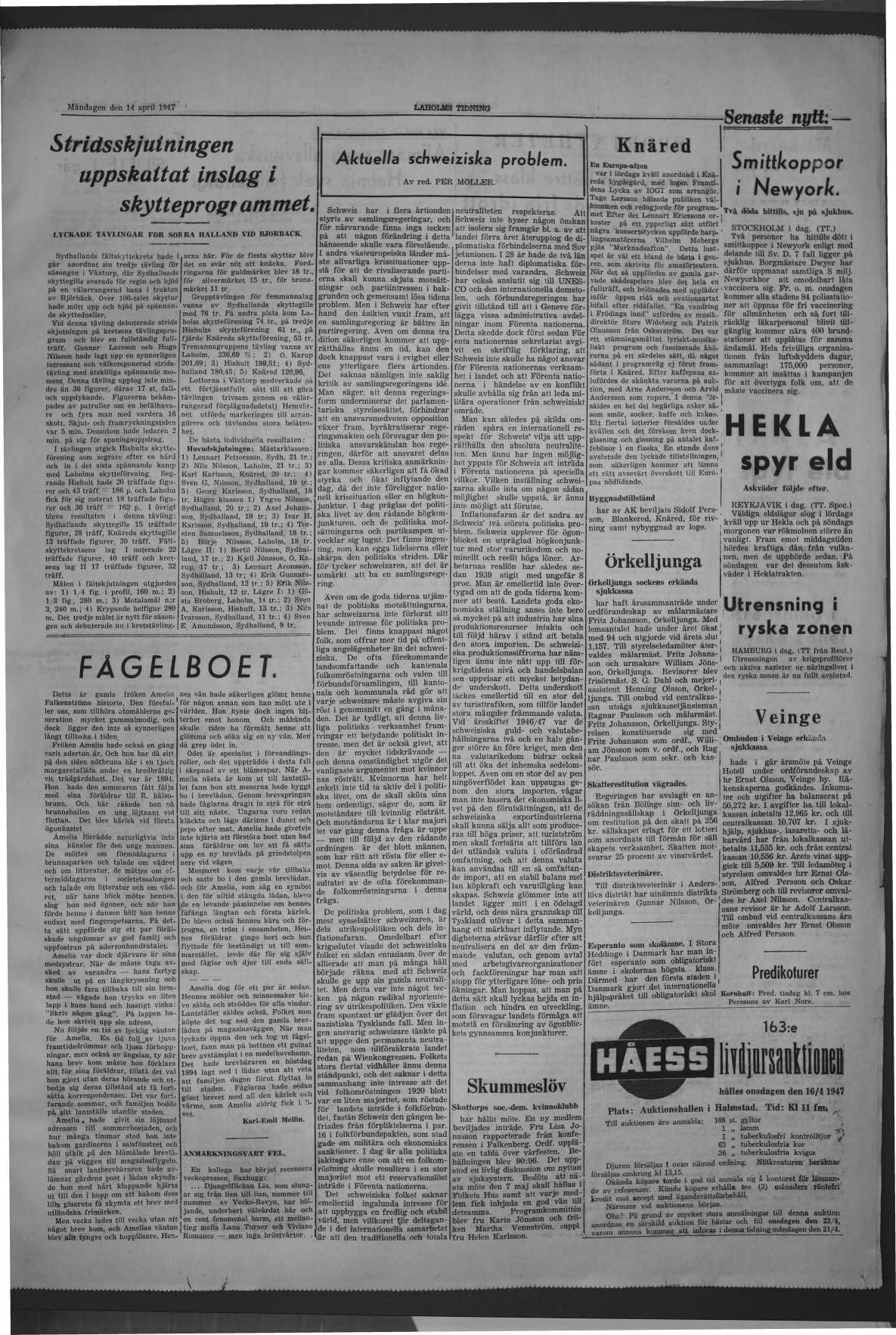 Laholms Tidning Måndag 14 april 1947, sida 3