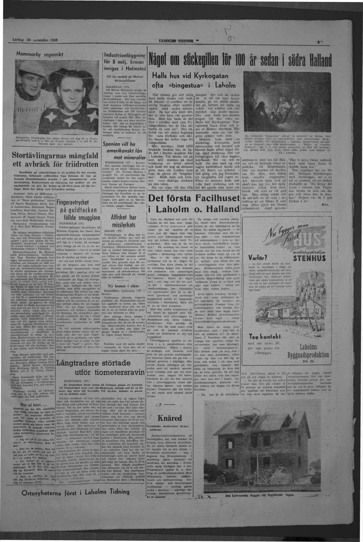 Laholms Tidning Lördag 26 november 1949, sida 5