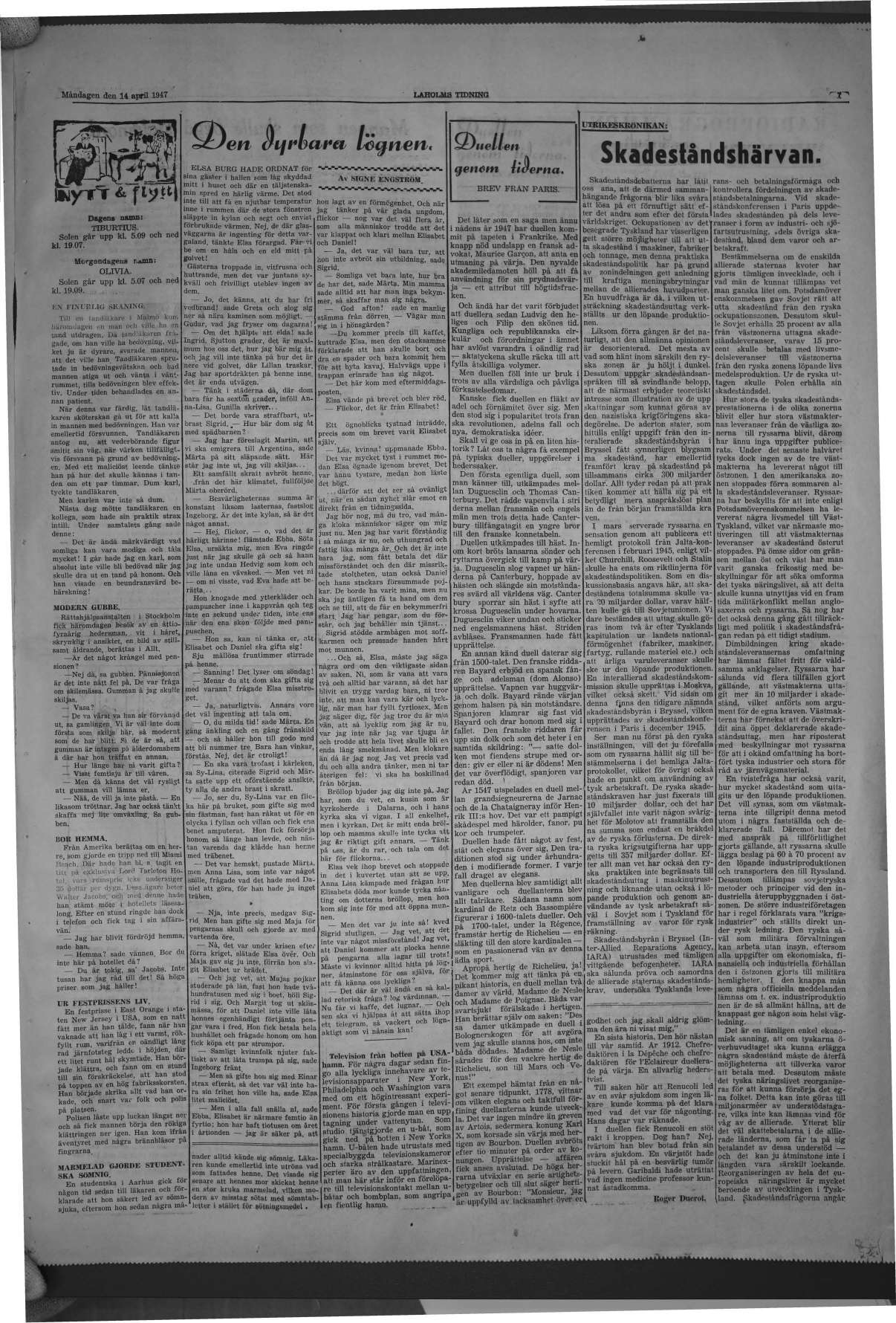 Laholms Tidning Måndag 14 april 1947, sida 7
