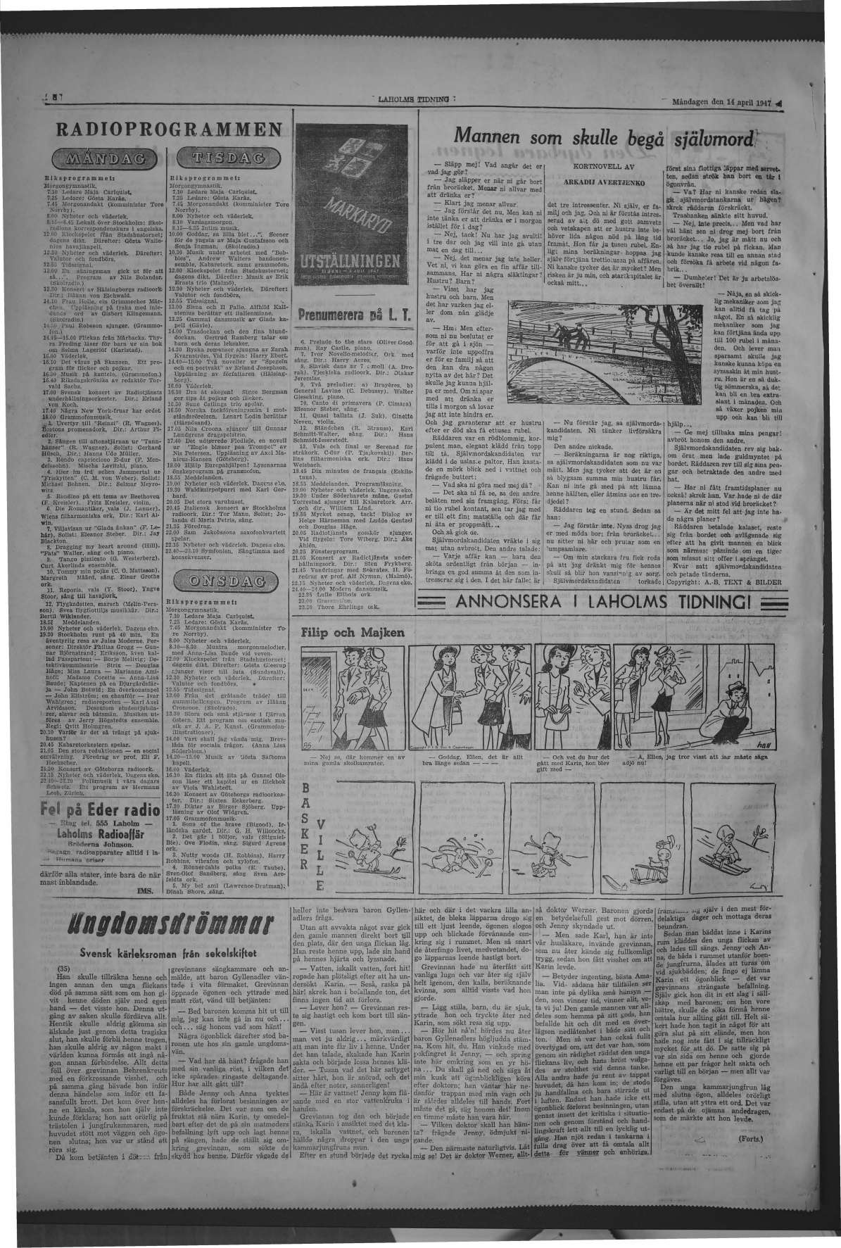 Laholms Tidning Måndag 14 april 1947, sida 8