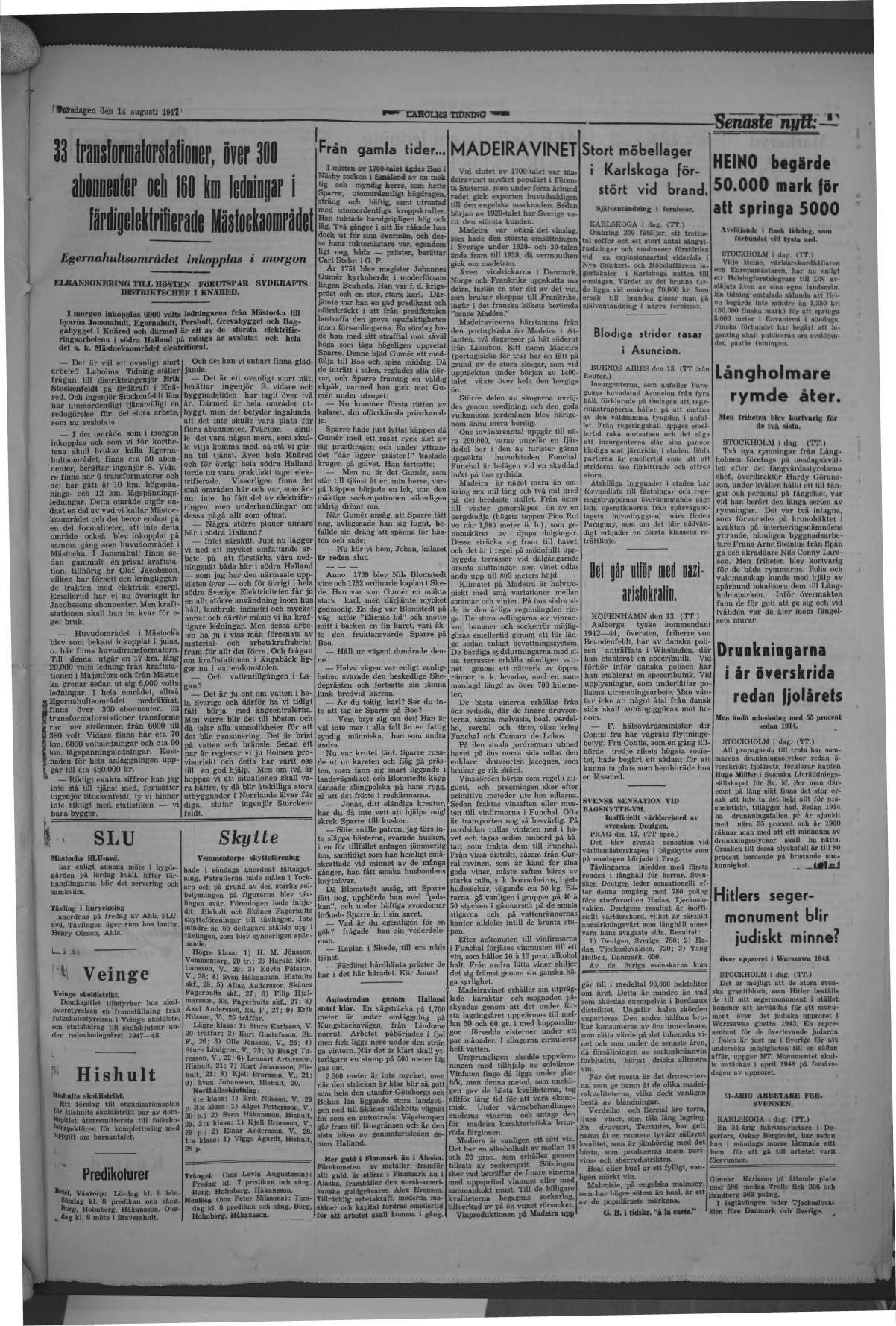 Laholms Tidning Torsdag 14 augusti 1947, sida 3