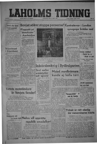 Förstasidan, Lördag 14 december 1946