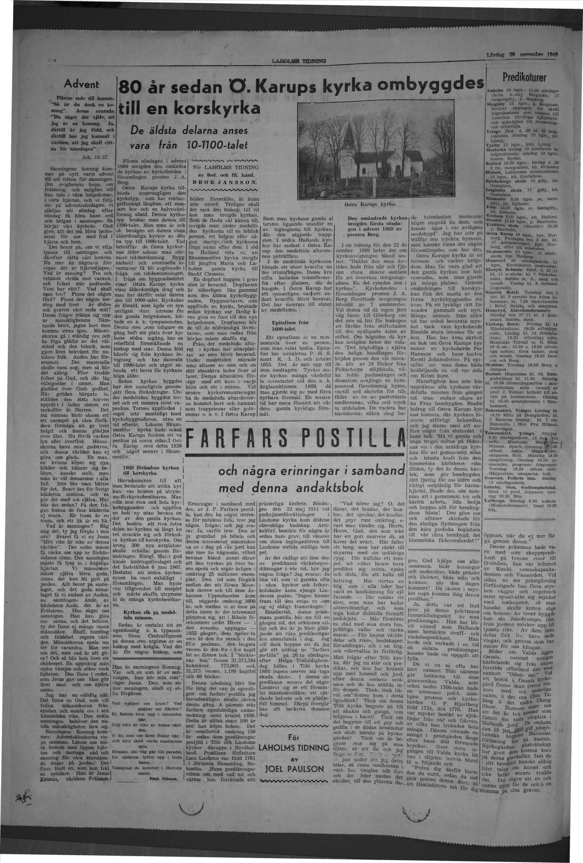 Laholms Tidning Lördag 26 november 1949, sida 6