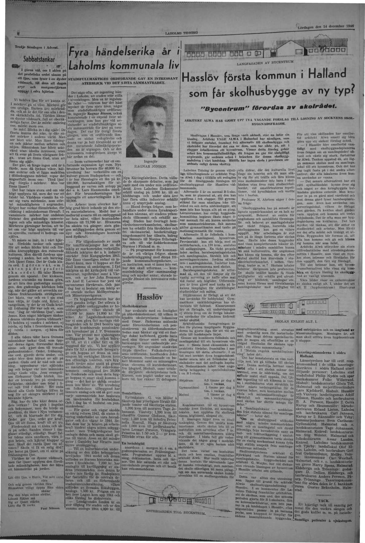 Laholms Tidning Lördag 14 december 1946, sida 6