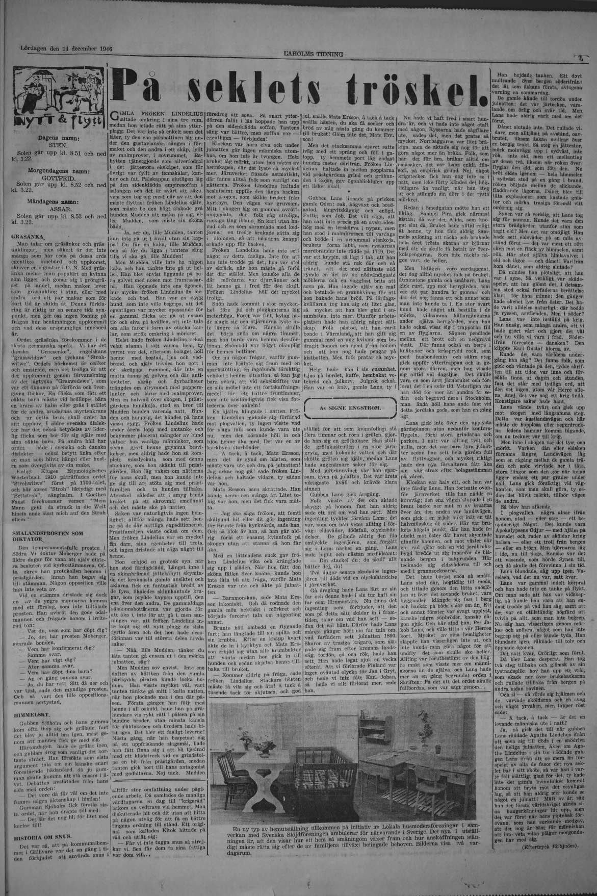 Laholms Tidning Lördag 14 december 1946, sida 7