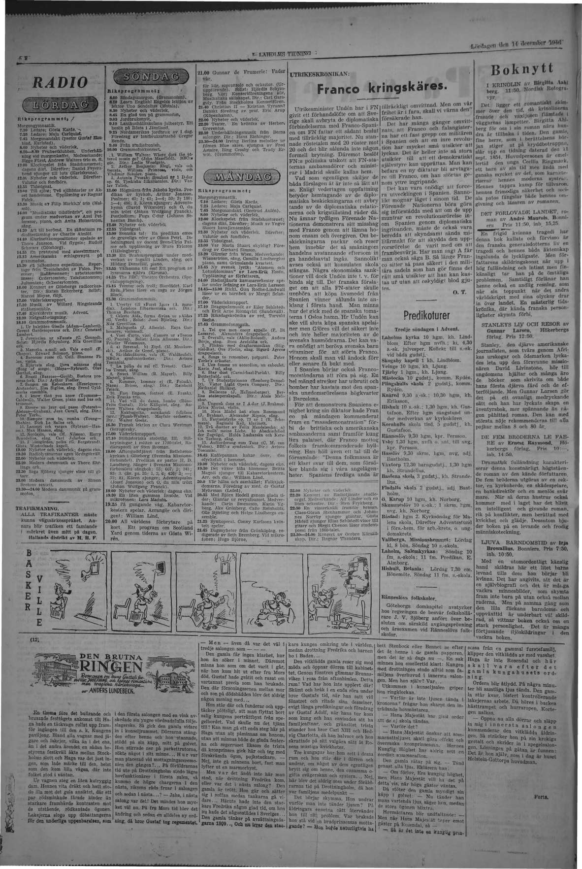 Laholms Tidning Lördag 14 december 1946, sida 8
