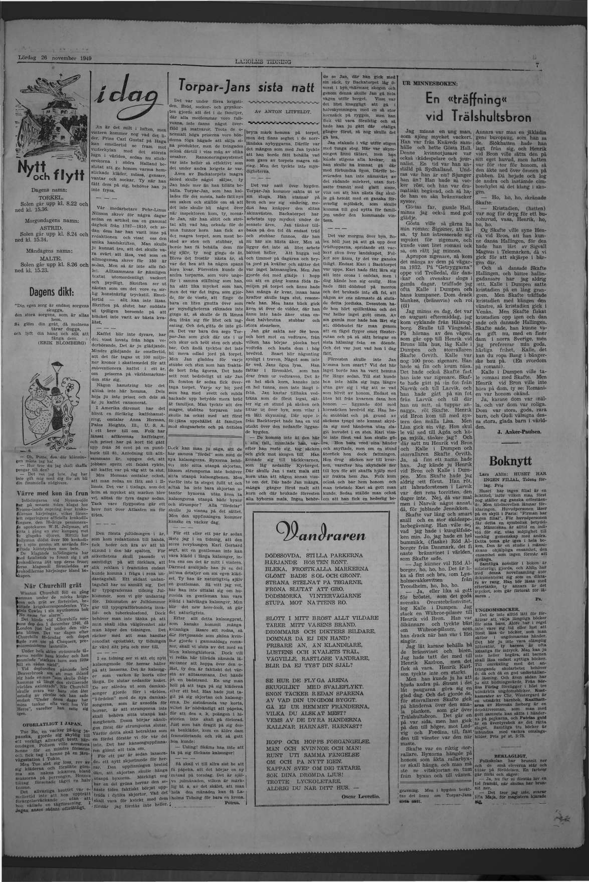 Laholms Tidning Lördag 26 november 1949, sida 7