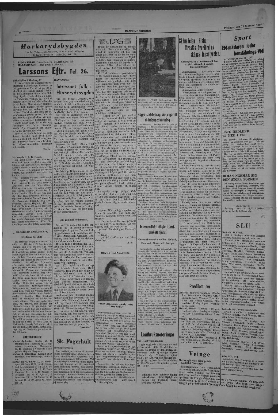 Laholms Tidning Fredag 14 februari 1947, sida 4