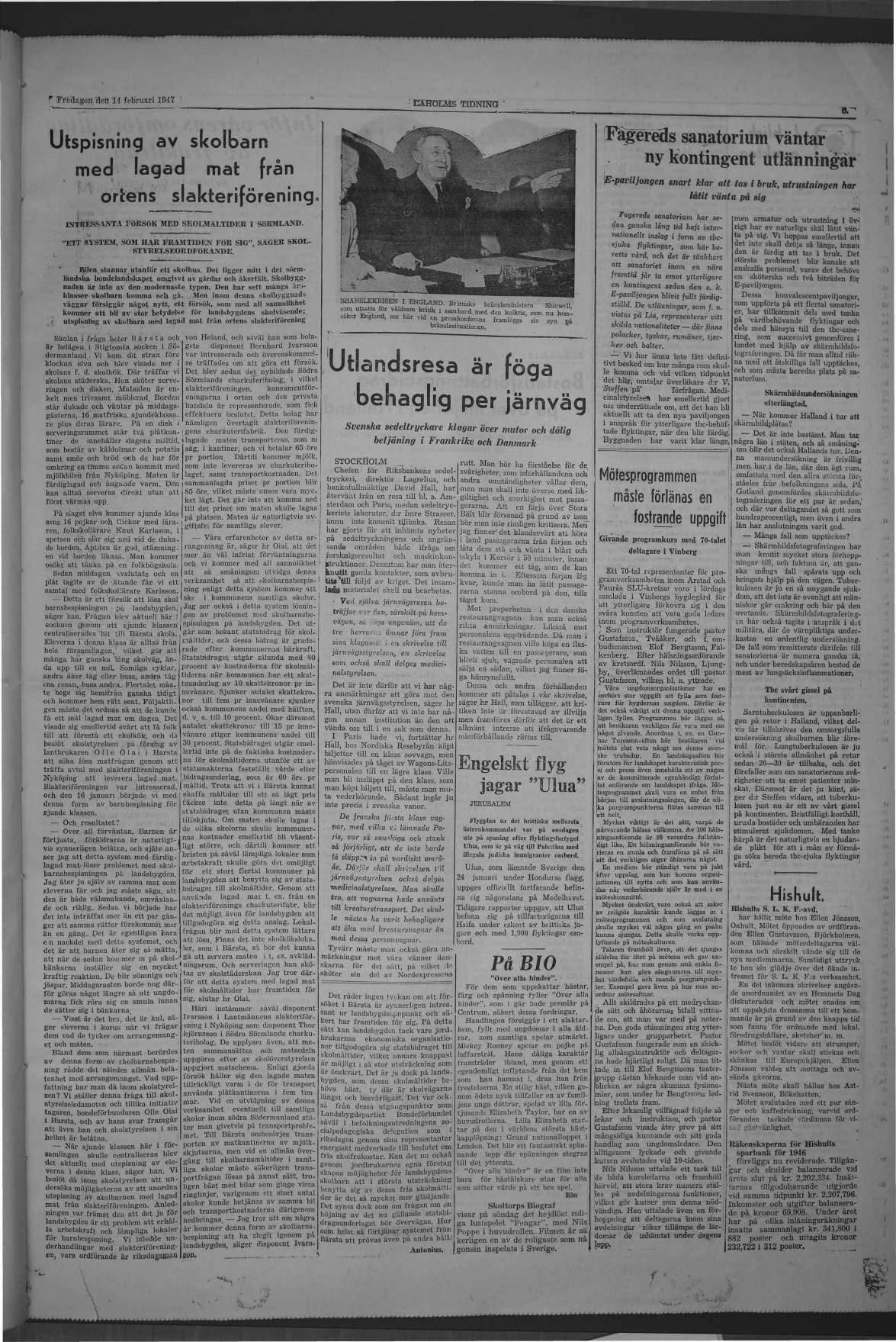 Laholms Tidning Fredag 14 februari 1947, sida 5