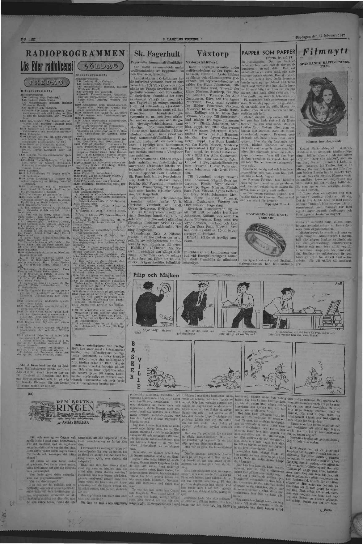 Laholms Tidning Fredag 14 februari 1947, sida 8