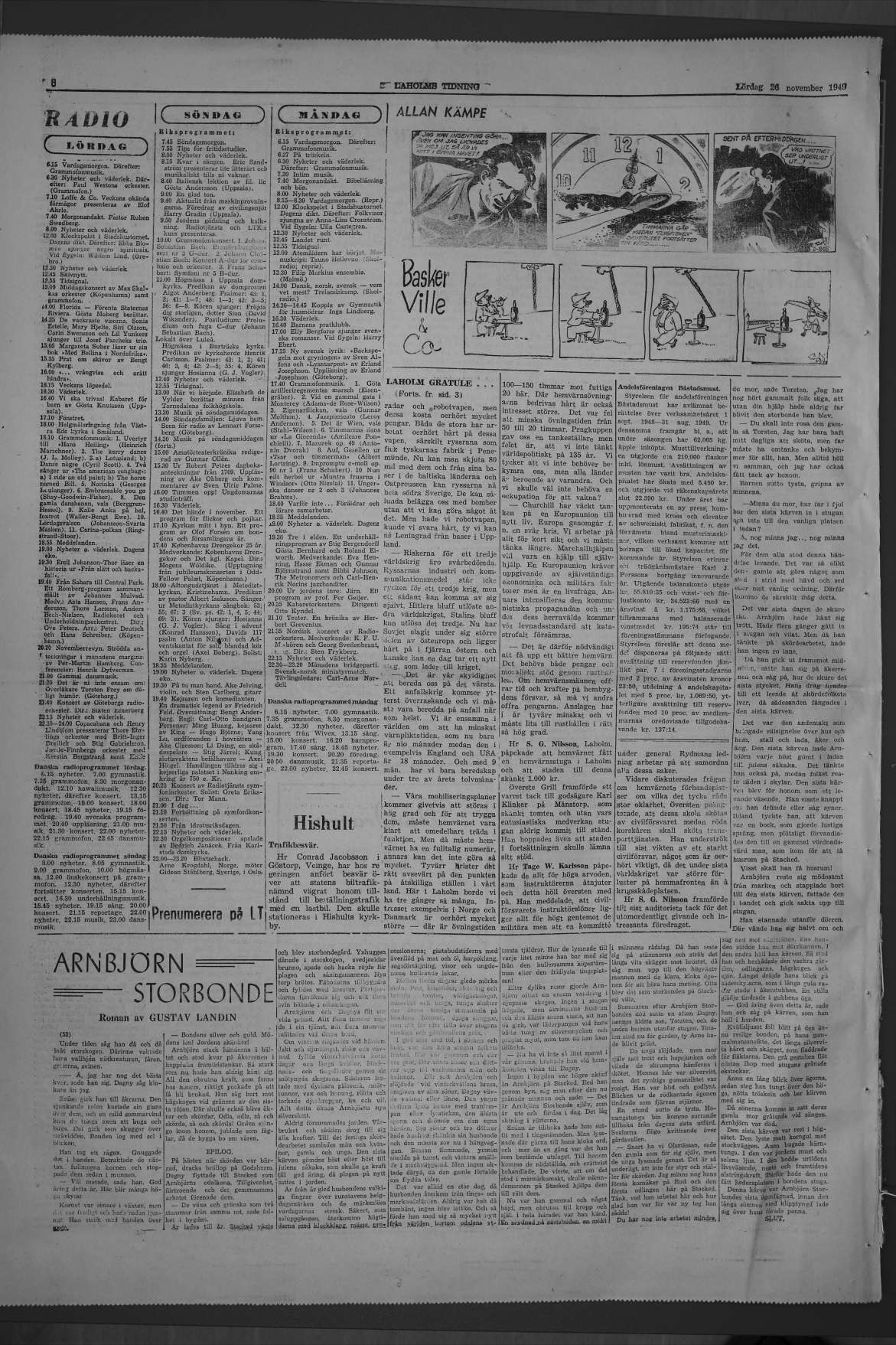Laholms Tidning Lördag 26 november 1949, sida 8