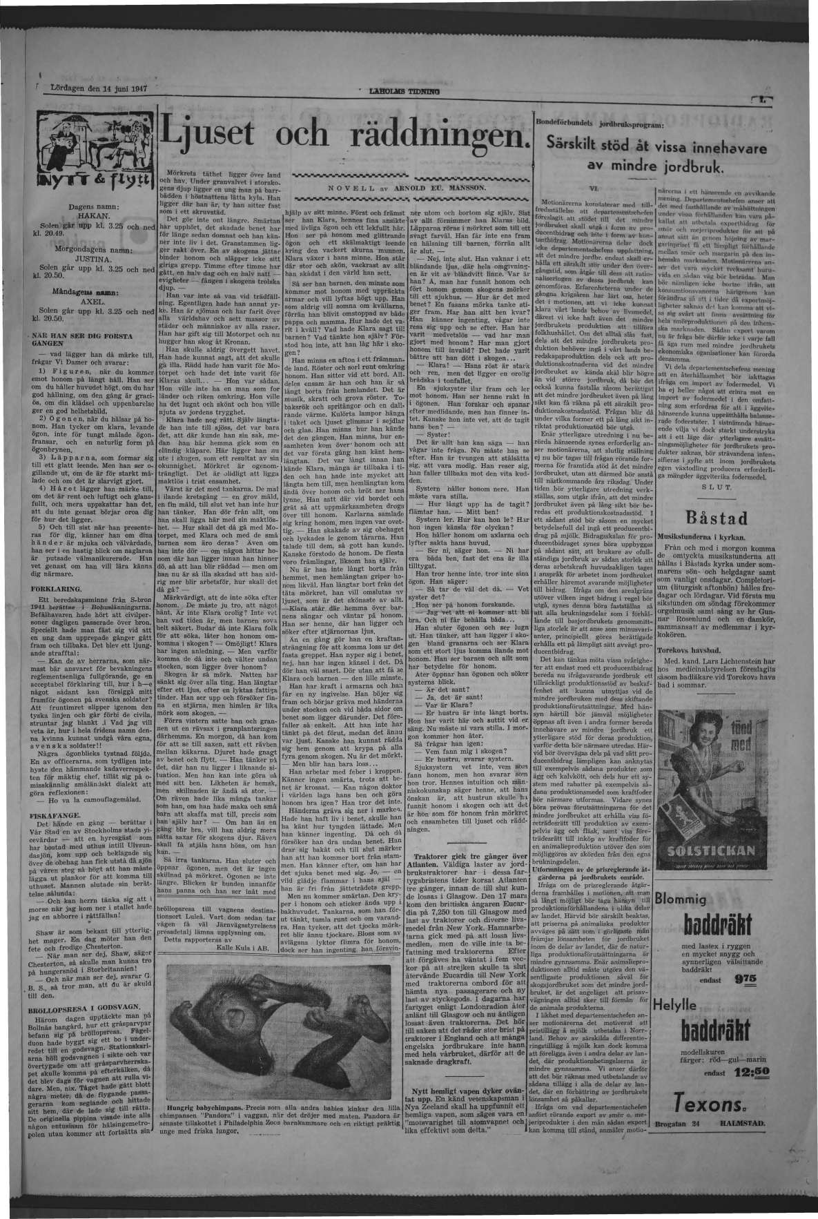 Laholms Tidning Lördag 14 juni 1947, sida 7