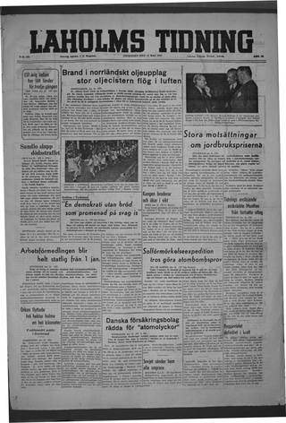 Förstasidan, Onsdag 14 maj 1947