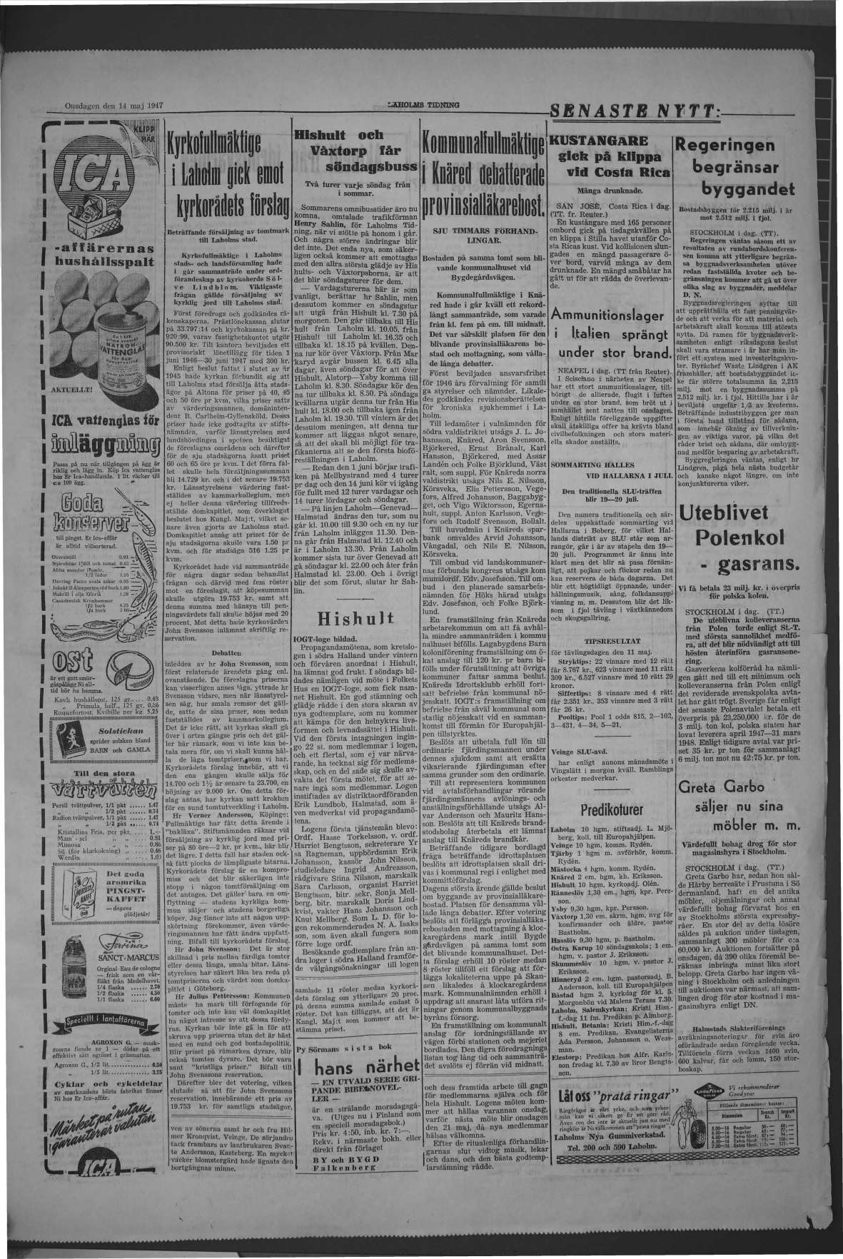 Laholms Tidning Onsdag 14 maj 1947, sida 3
