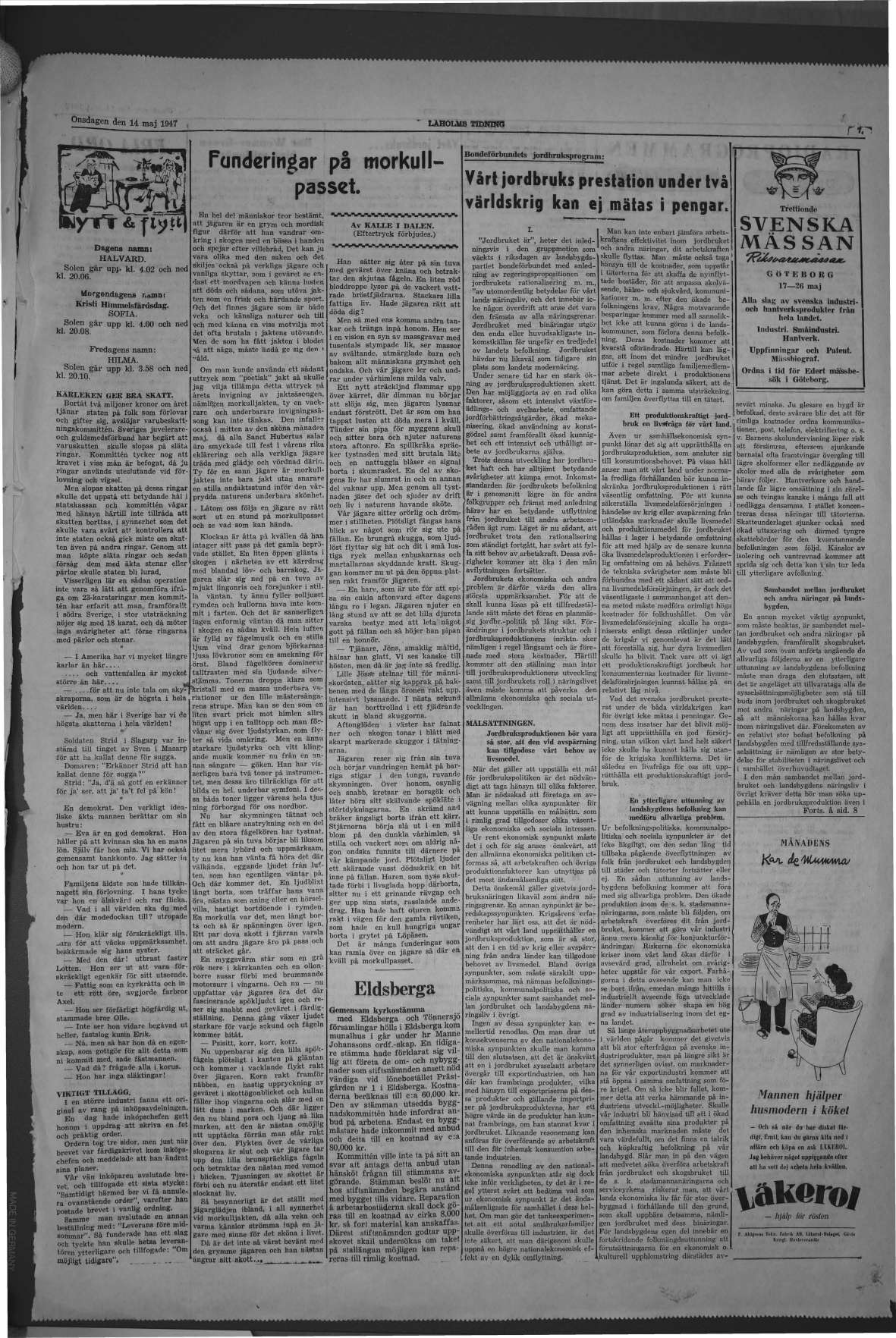 Laholms Tidning Onsdag 14 maj 1947, sida 7