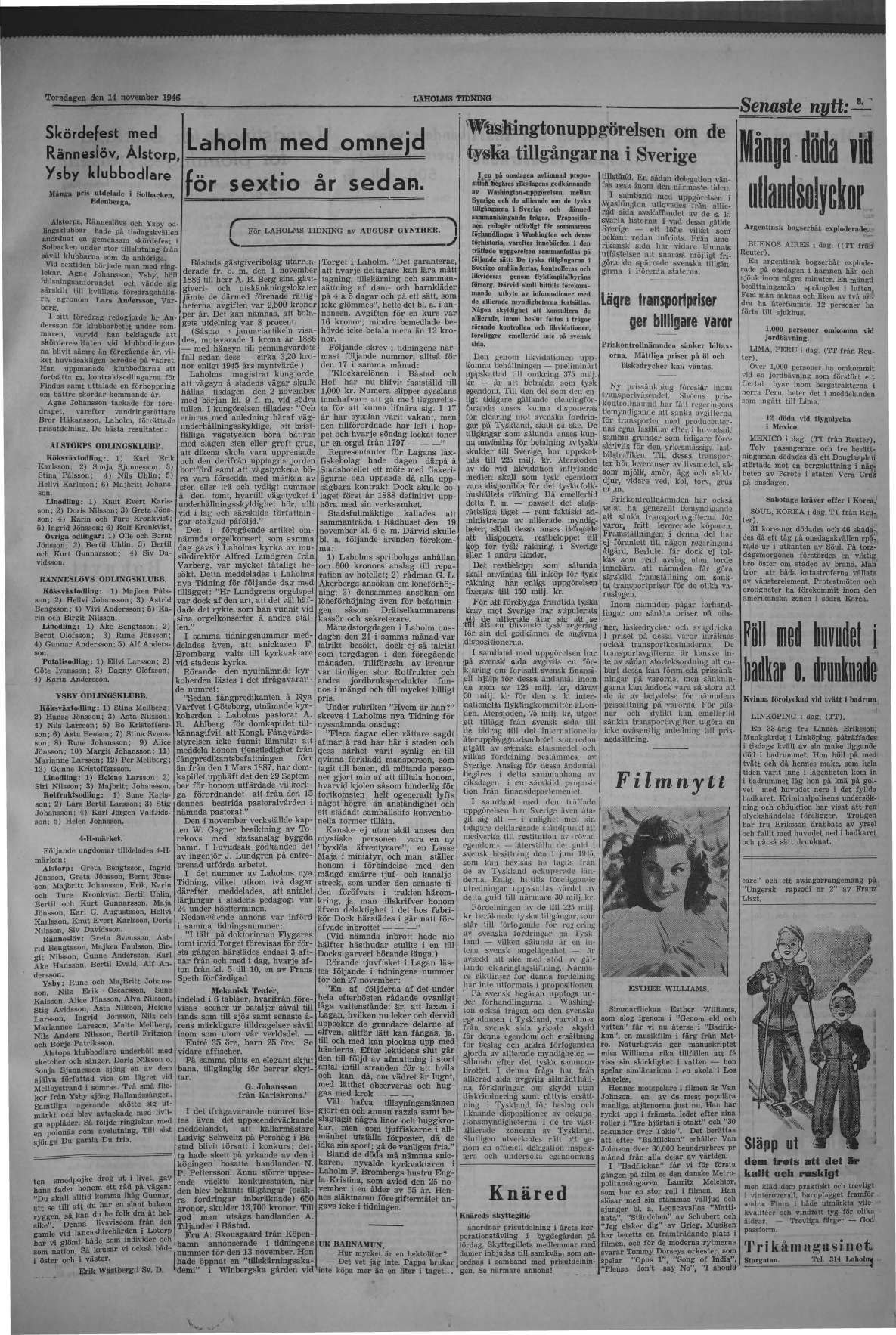 Laholms Tidning Torsdag 14 november 1946, sida 3