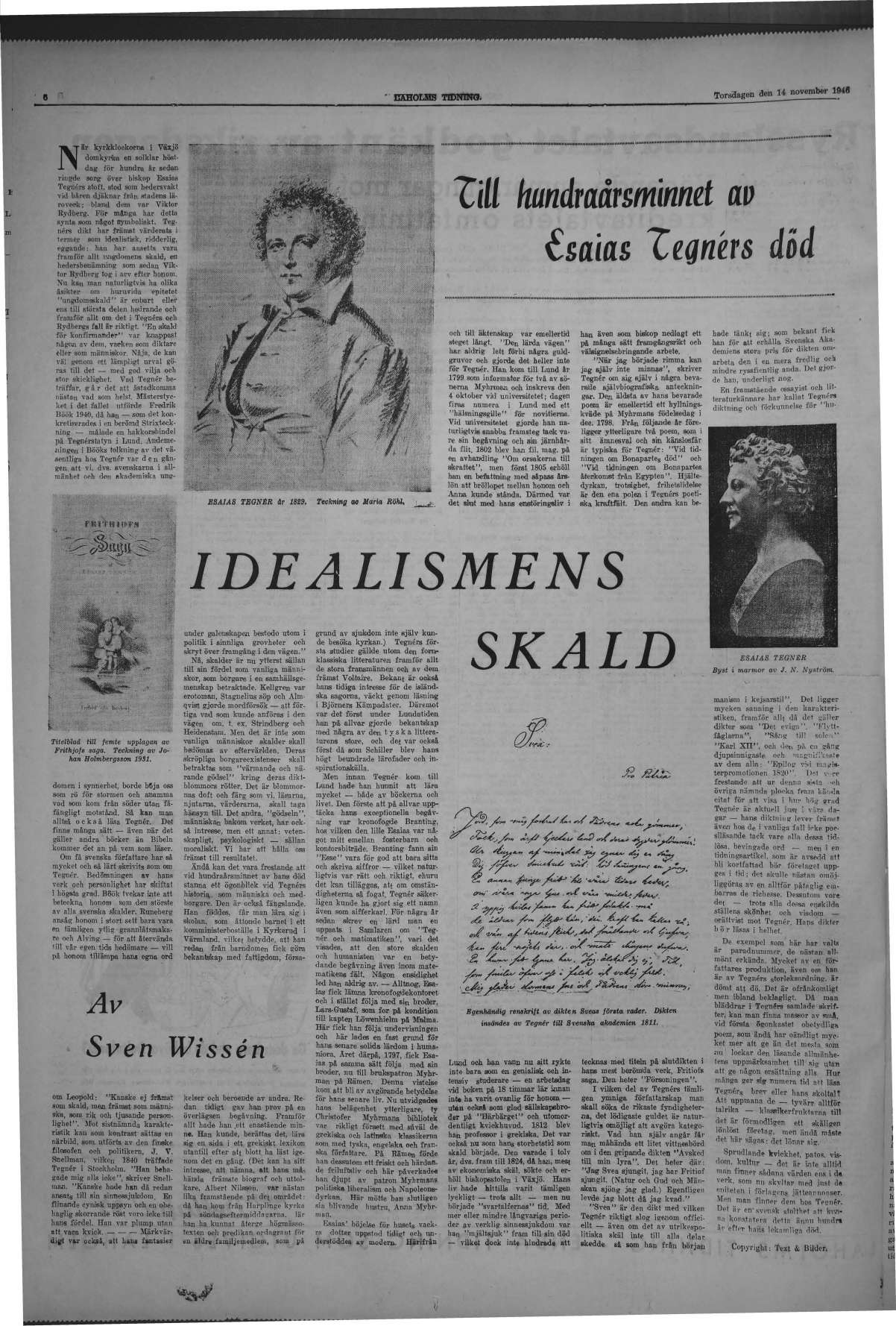 Laholms Tidning Torsdag 14 november 1946, sida 6