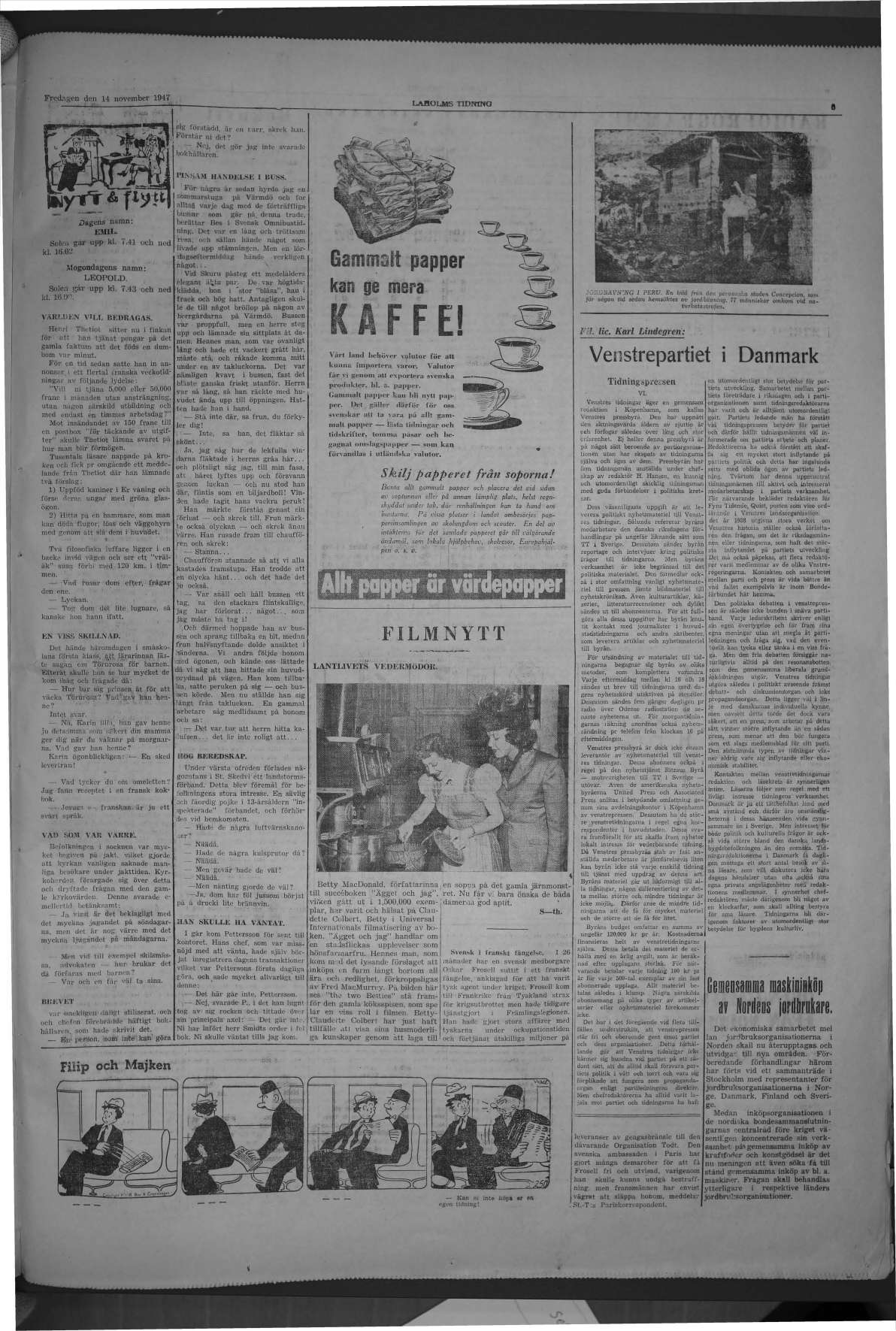 Laholms Tidning Fredag 14 november 1947, sida 5